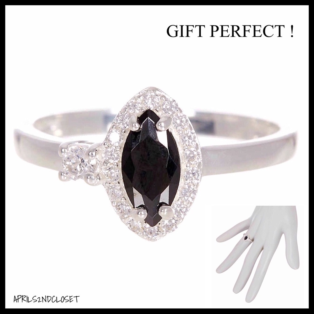 BLACK CZ DIAMOND PAVE COCKTAIL STATEMENT RING - Picture 1 of 8